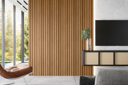 Painel Ripado Lateral em MDF Amêndoa 28cm x 265cm x 1,8cm (CX C/ 2 peças) - Línea