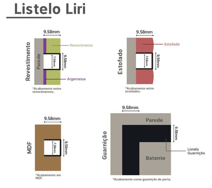 Perfil Decorativo Listelo Liri em Alumínio 10mm x 10mm (CX com 5 Peças) - Hom