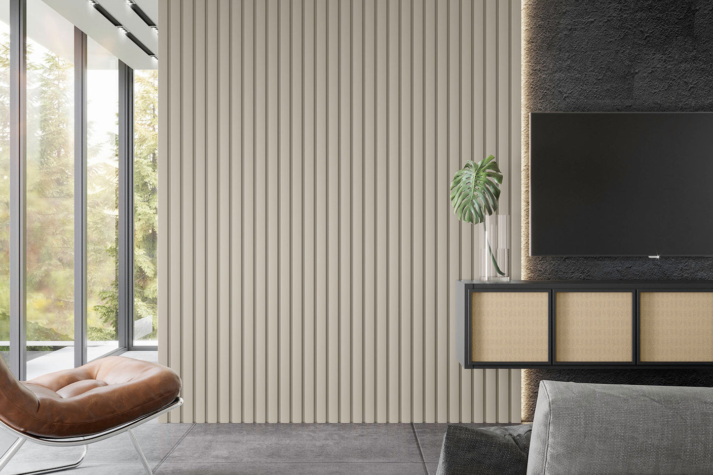 Painel Ripado Lateral em MDF Off White 28cm x 265 cm x 1,8cm (CX C/ 2 peças) - Línea