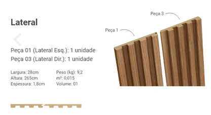 Painel Ripado Lateral em MDF Off White 28cm x 265 cm x 1,8cm (CX C/ 2 peças) - Línea
