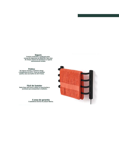 Toalheiro Térmico Pequeno Preto 110v - Lado Esquerdo - FLAPE
